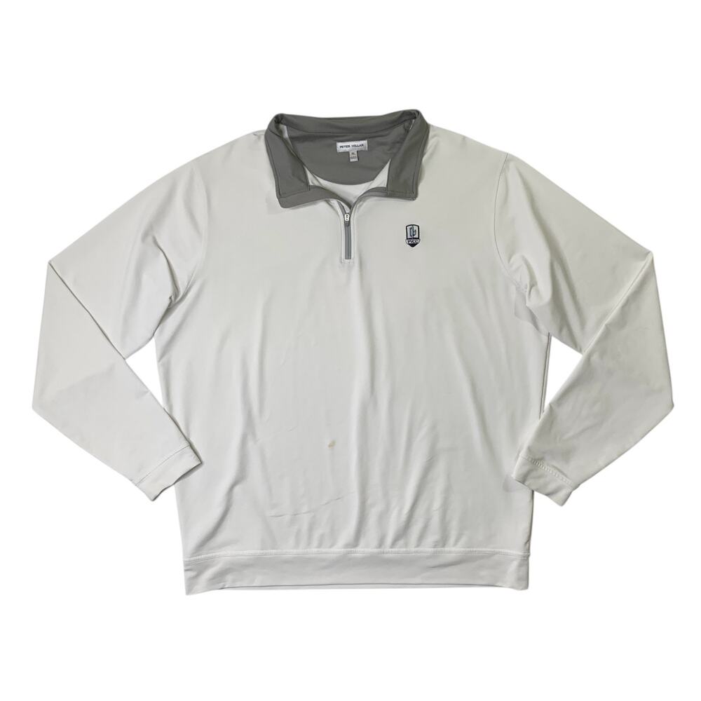 Peter Millar Sweatshirt Mens XL White Navy Perth Performance Quarter Zip Golf